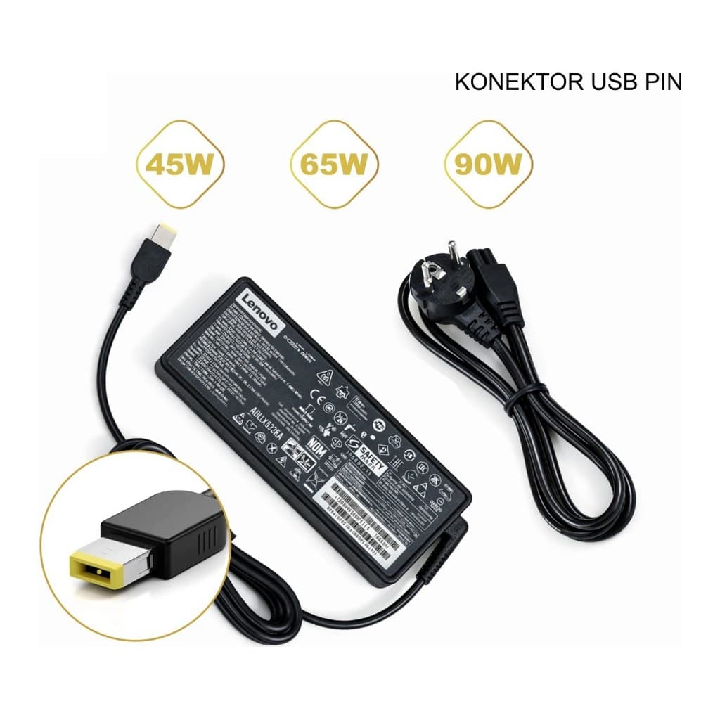 Adaptor Laptop untuk Lenovo 20V Konektor USB Pin