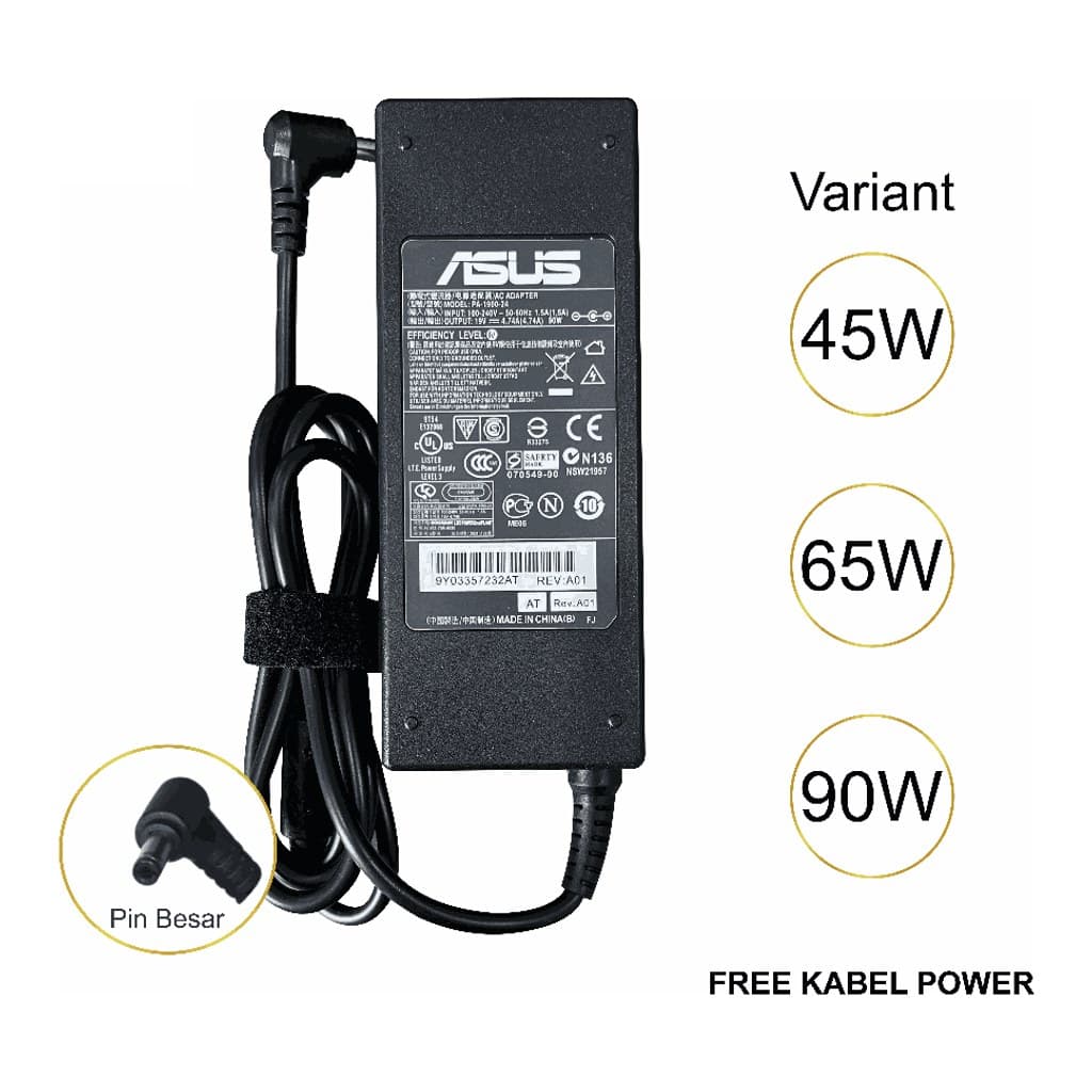 Adaptor Laptop untuk ASUS 19V Colokan 5,5 x 2,5 mm