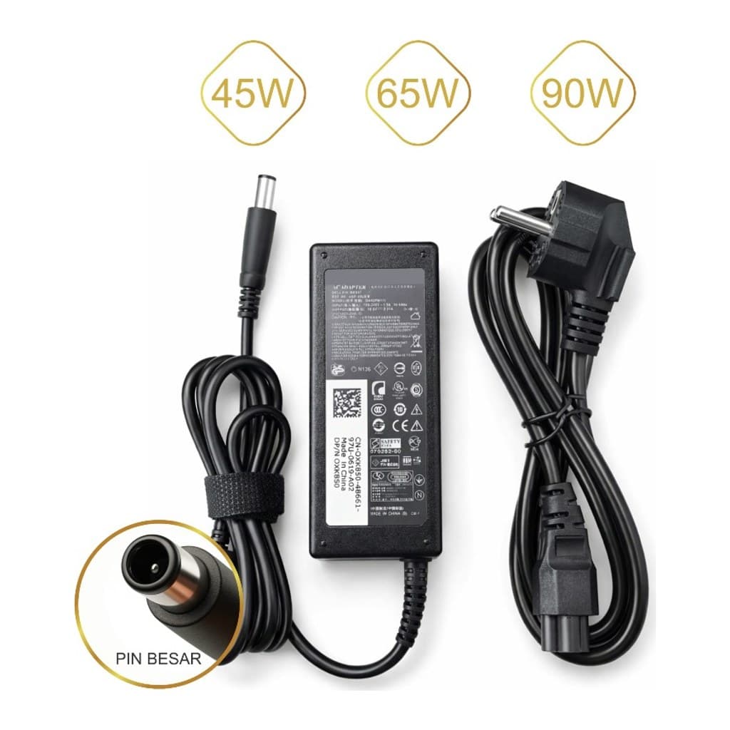 Adaptor Laptop untuk Dell 19,5V Colokan 7,4 x 5,0 mm