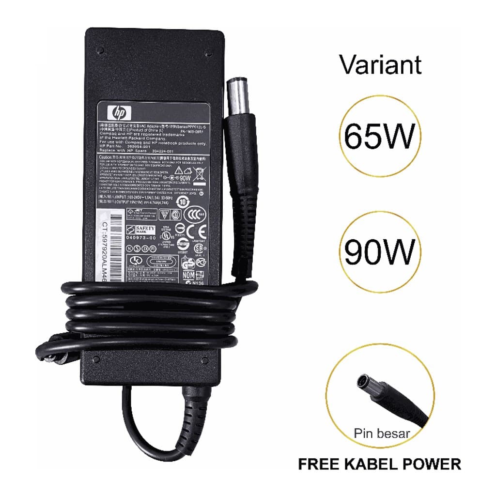Adaptor Laptop untuk HP 19V Colokan 7,4 x 5,0 mm