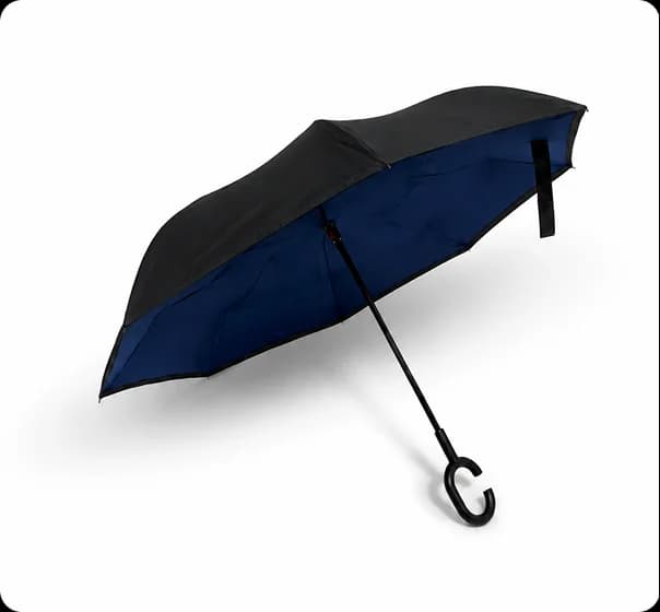 Payung Terbalik Kazbrella Dalam Warna Luar Hitam 115 cm
